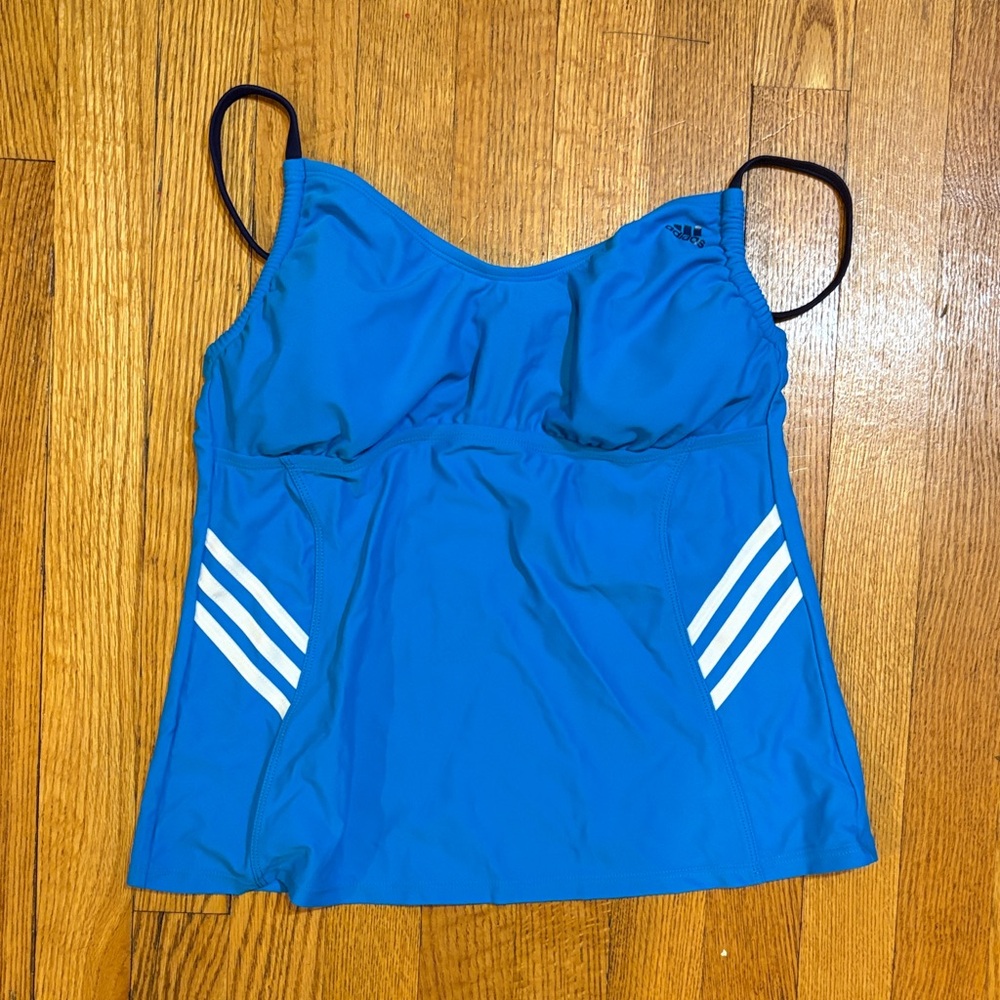 Adidas Blue Swim Tank Top with White Accents
